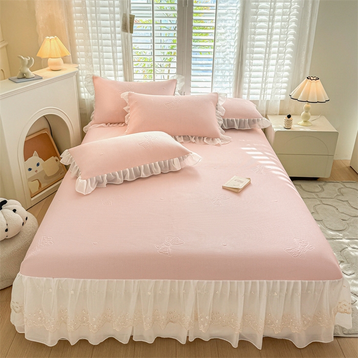 91家纺网 家纺一手货源 找家纺 （总）启程家纺 2024新款A类凉豆豆床裙款凉席三件套