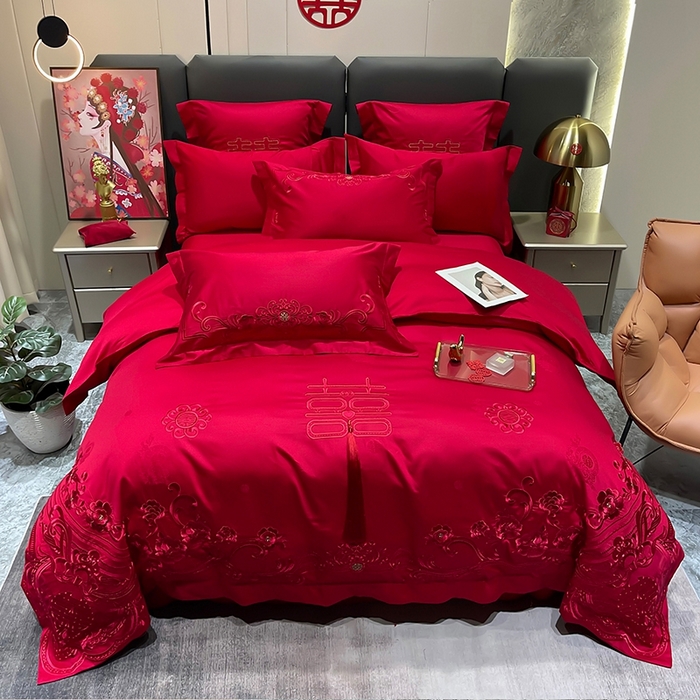 91家纺网 家纺一手货源 找家纺 卓缦家纺 2024新款全棉刺绣提花四件套 爱之约定