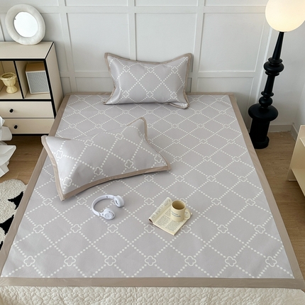 昔可家纺 2024新款高端数码印花养生冰藤席--简约系列 菱格四叶花