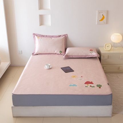 本希家居 2024新款花漾清新系列高端可水洗冰丝席 小甜美床笠