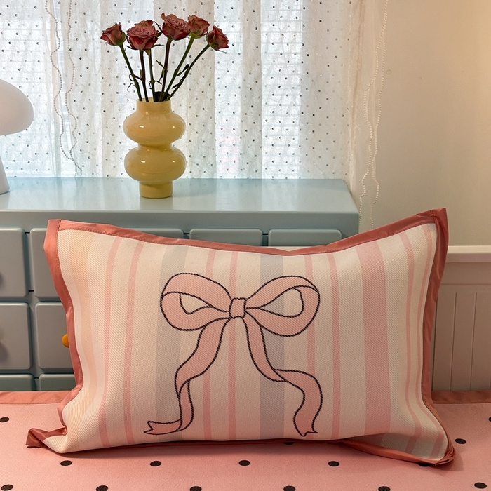 91家纺网 家纺一手货源 找家纺 昔可家纺 2024新款高端数码印花养生冰藤席波点大版枕套系列 粉波点