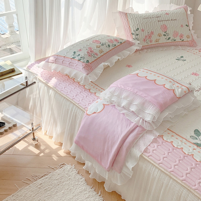 91家纺网 家纺一手货源 找家纺 慕澄家纺 2024新款大版印花乳胶凉席套件-夏被凉席四件套 伊甸园