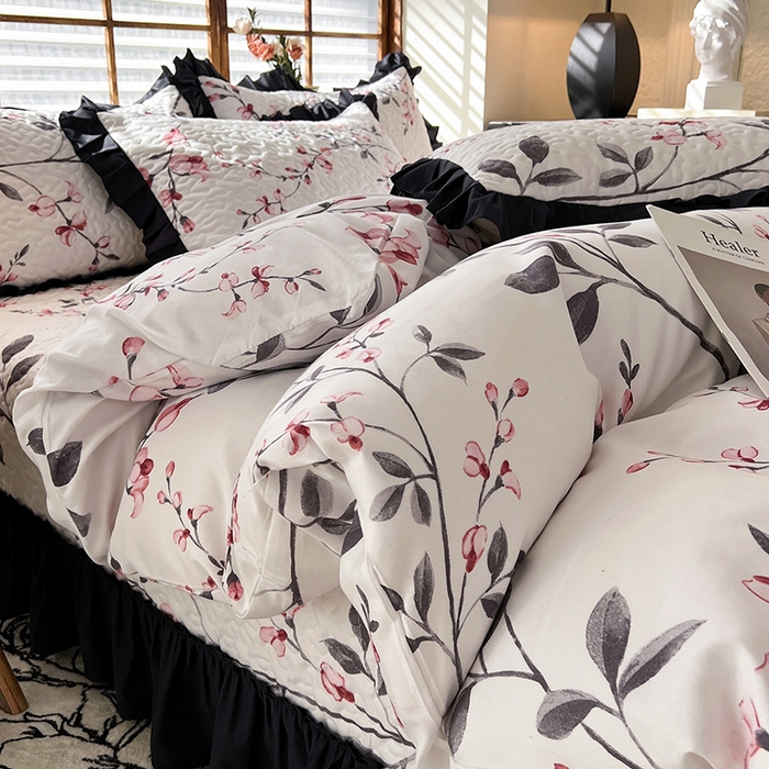 91家纺网 家纺一手货源 找家纺 金盛皇朝家纺 2024新款四季赫本风床盖单件三件四件套 碧水盈枝