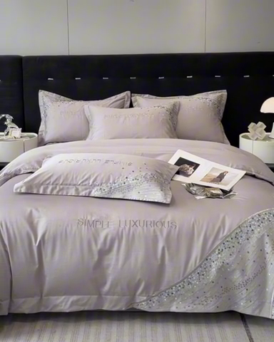 91家纺网 家纺一手货源 找家纺 欧乐蒂 2025新款星梦-高支高密新疆长绒棉四件套-终版 星梦-深空灰