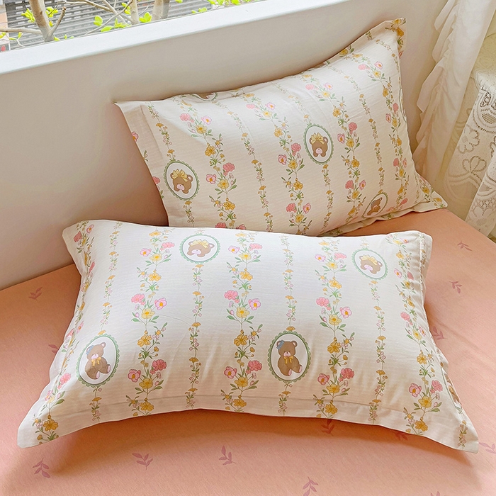 91家纺网 家纺一手货源 找家纺 优选良品 2025新款直播爆款全棉-ins印花系列四件套纯棉三件套床单床笠 菲乐熊宝