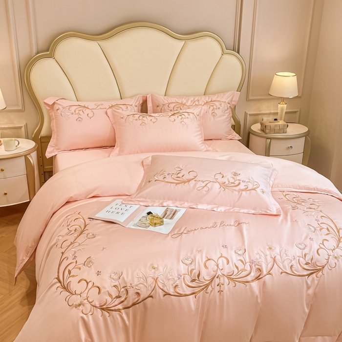 91家纺网 家纺一手货源 找家纺 欧乐蒂 2025新款爱丽丝-高支高密新疆长绒棉-终版 爱丽丝-粉