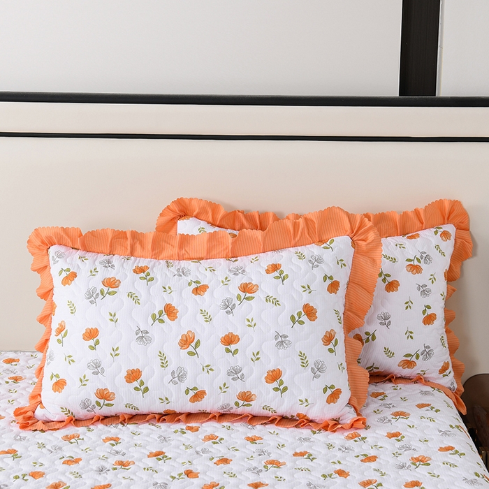 91家纺网 家纺一手货源 找家纺 艾裙海 2025新款云感双层纱单床盖 暖心花园