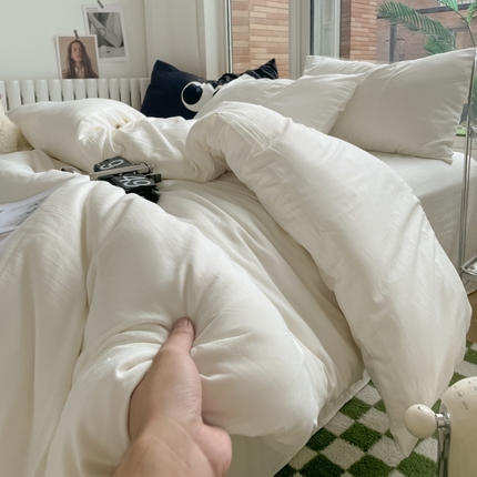 91家纺网 家纺一手货源 找家纺 （总）阿曼达 2024新款ins博主风ins风超柔亲肤水洗m纯色四件套