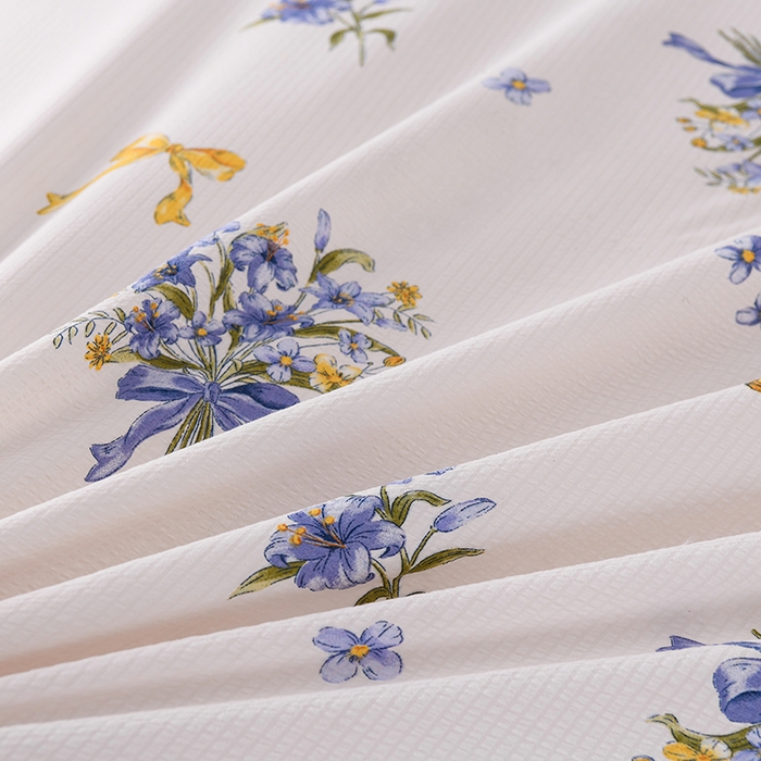 91家纺网 家纺一手货源 找家纺 艾裙海 2025新款云感双层纱床盖四件套 紫束