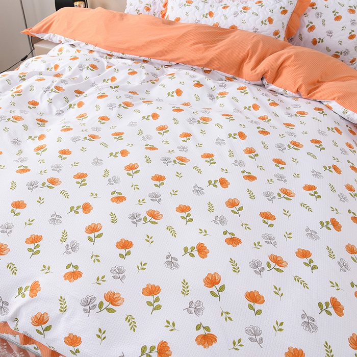 91家纺网 家纺一手货源 找家纺 艾裙海 2025新款云感双层纱床盖四件套 暖心花园