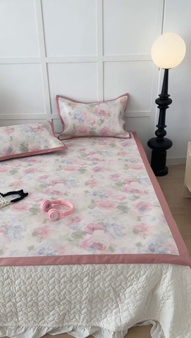 91家纺网 家纺一手货源 找家纺 昔可家纺 2024新款高端数码印花养生冰藤席--简约系列 彩色水彩花