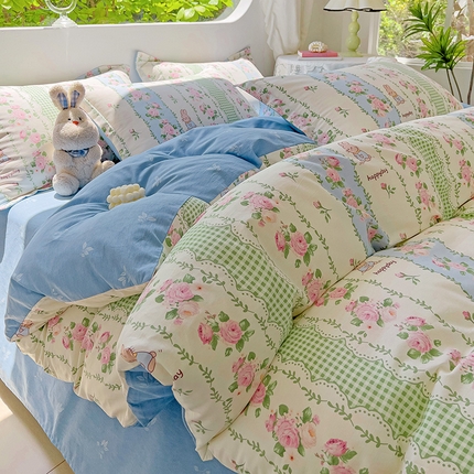 91家纺网 家纺一手货源 找家纺 （总）优选良品 2025新款直播爆款全棉-ins印花系列四件套纯棉三件套床单床笠