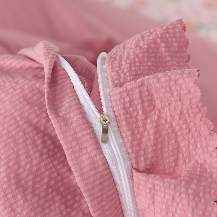 91家纺网 家纺一手货源 找家纺 艾裙海 2025新款云感双层纱床盖四件套 花香依然