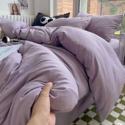 91家纺网 家纺一手货源 找家纺 （总）阿曼达 2024新款ins博主风ins风超柔亲肤水洗m纯色四件套