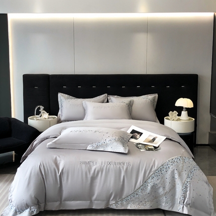 91家纺网 家纺一手货源 找家纺 欧乐蒂 2025新款星梦-高支高密新疆长绒棉四件套-终版 星梦-深空灰