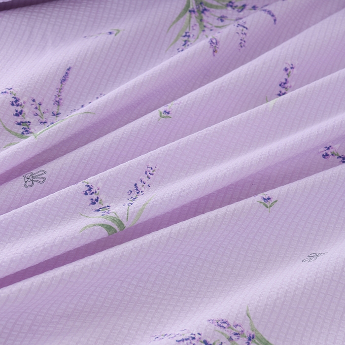 91家纺网 家纺一手货源 找家纺 艾裙海 2025新款云感双层纱床盖四件套 紫色薰衣草