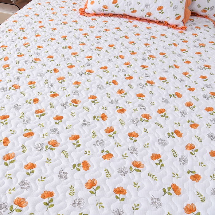 91家纺网 家纺一手货源 找家纺 艾裙海 2025新款云感双层纱单床盖 暖心花园