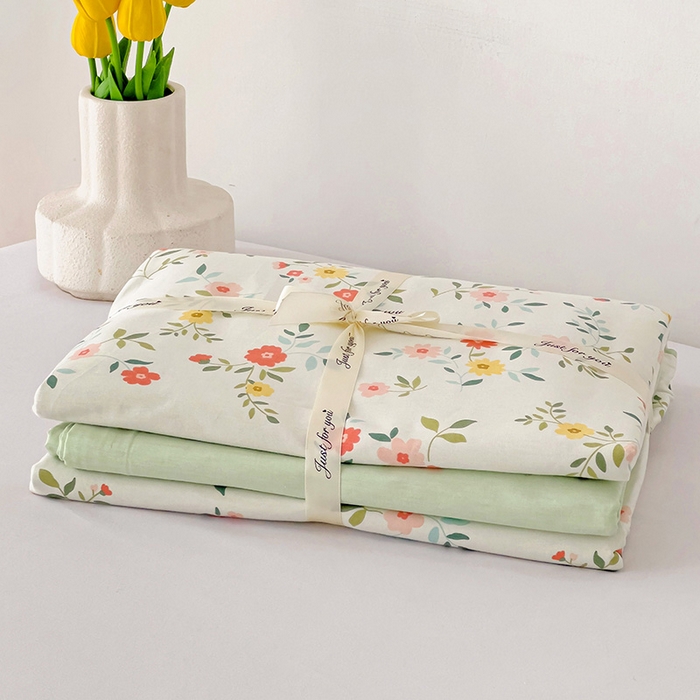 91家纺网 家纺一手货源 找家纺 优选良品 2025新款直播爆款全棉-ins印花系列四件套纯棉三件套床单床笠 花物语