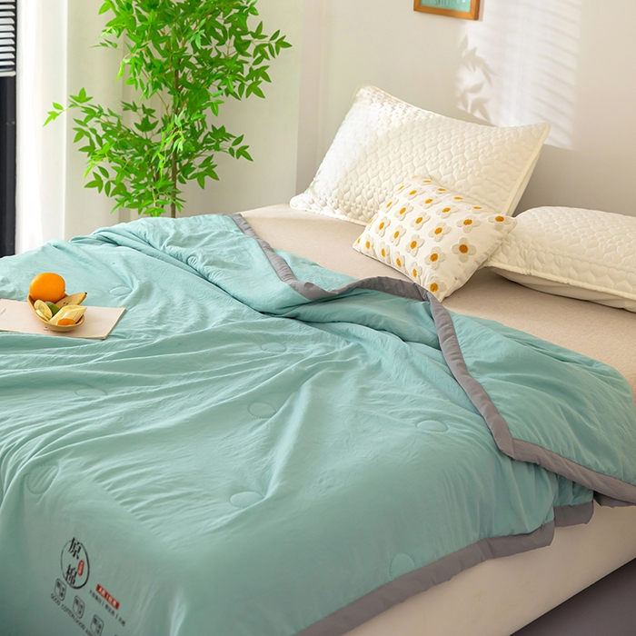 91家纺网 家纺一手货源 找家纺 侨鑫 2024新款A类原棉大豆夏被 绿色