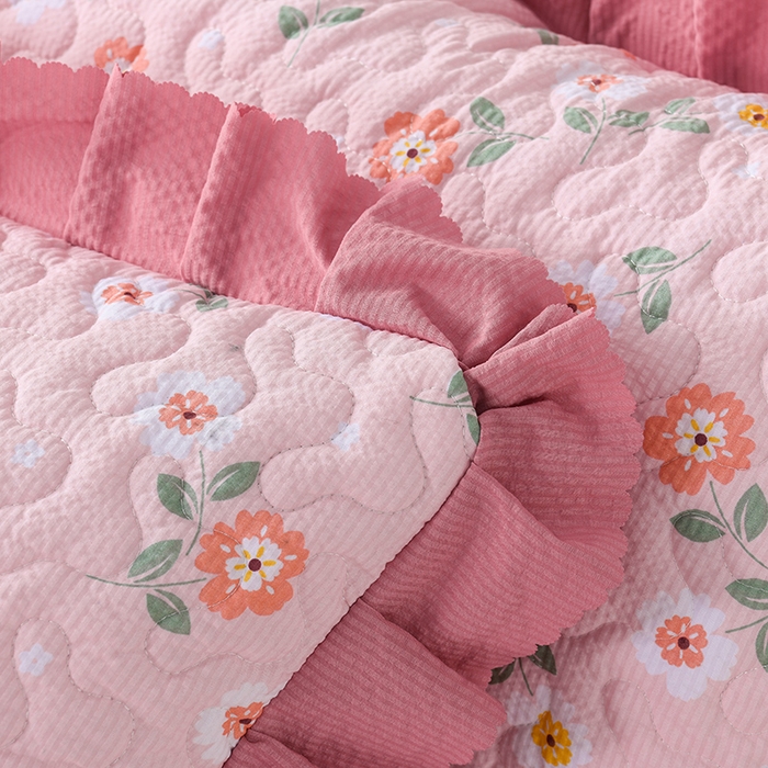 91家纺网 家纺一手货源 找家纺 艾裙海 2025新款云感双层纱单床盖 花香依然