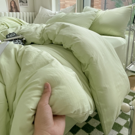 91家纺网 家纺一手货源 找家纺 （总）阿曼达 2024新款ins博主风ins风超柔亲肤水洗m纯色四件套