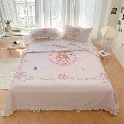 慕澄家纺 2024新款大版印花乳胶凉席套件-夏被凉席四件套 女孩