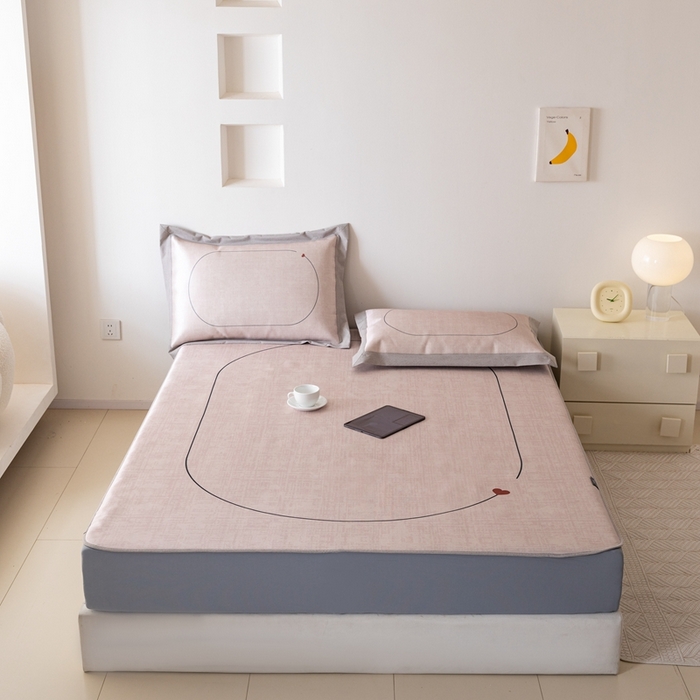 91家纺网 家纺一手货源 找家纺 本希家居 2024新款花漾清新系列高端可水洗冰丝席 心动床笠