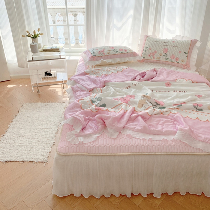 91家纺网 家纺一手货源 找家纺 （总）慕澄家纺 2024新款大版印花乳胶凉席套件-夏被凉席四件套