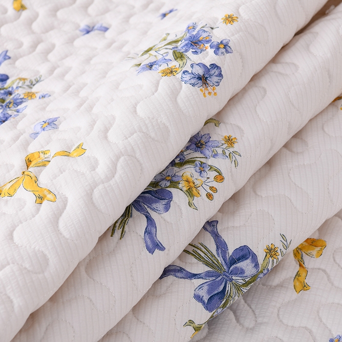 91家纺网 家纺一手货源 找家纺 艾裙海 2025新款云感双层纱单床盖 紫束