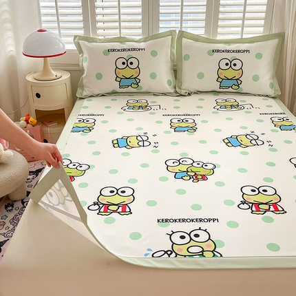 91家纺网 家纺一手货源 找家纺 （总）金爱家 2024新款A类三丽鸥授权数码印花中分子1200D凉感冰丝宽边凉感软席