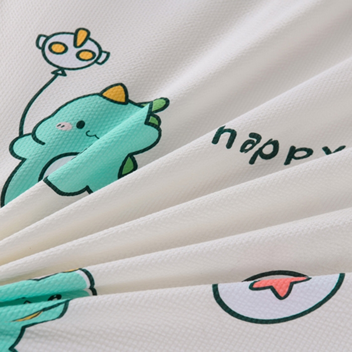 91家纺网 家纺一手货源 找家纺 艾裙海 2025新款云感双层纱单床盖 开心小恐龙