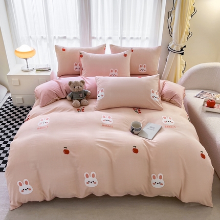 宏源 2024新款超柔云朵棉四件套 樱桃兔