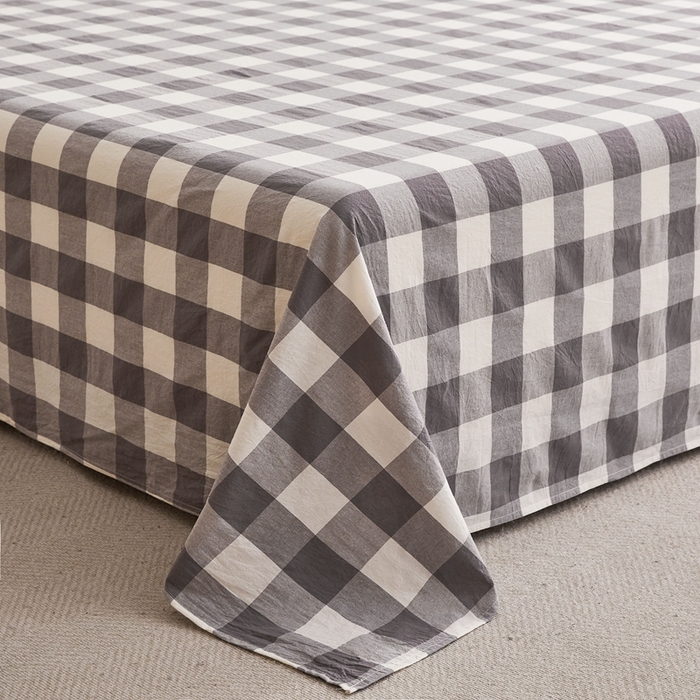 91家纺网 家纺一手货源 找家纺 雅萱家纺 2024新款雅萱-色织全棉水洗棉床单 床单-日和-大棕格