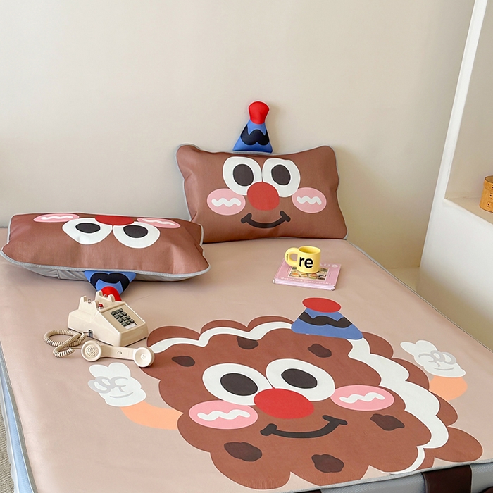 91家纺网 家纺一手货源 找家纺 昔可家纺 2024新款异形床笠款冰丝凉席 开心饼干