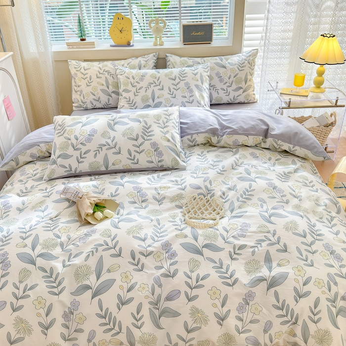 91家纺网 家纺一手货源 找家纺 清雅福 2024新款全棉13372小清新四件套和单品系列第四季 诗情画意