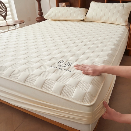 居眠 2024新款A类大豆夹棉刺绣良品床笠 良品白