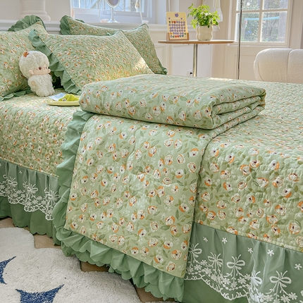 雅眠居 2024新款水洗双层纱夏被四件套夏凉被空调被床盖四件套 春天里