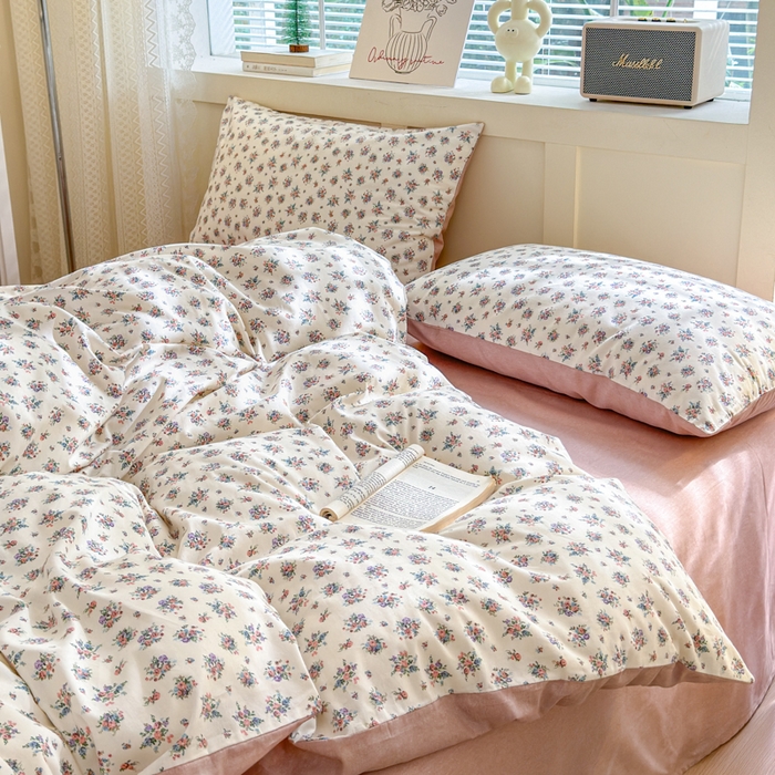 91家纺网 家纺一手货源 找家纺 清雅福 2024新款全棉13372小清新四件套和单品系列第四季 花花酱