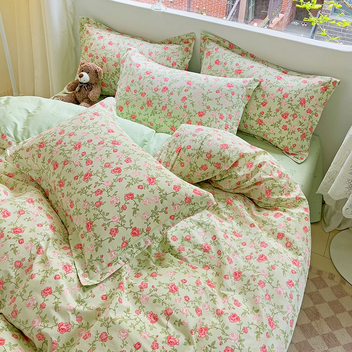 91家纺网 家纺一手货源 找家纺 暖芯优选 204新款直播爆款全棉-ins印花系列四件套纯棉三件套床单床笠 初恋旋律