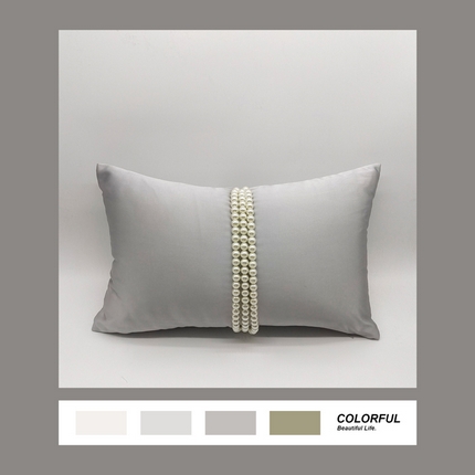 澜屿 禅丝高精密大珍珠工艺小抱枕头枕芯腰靠枕 银灰
