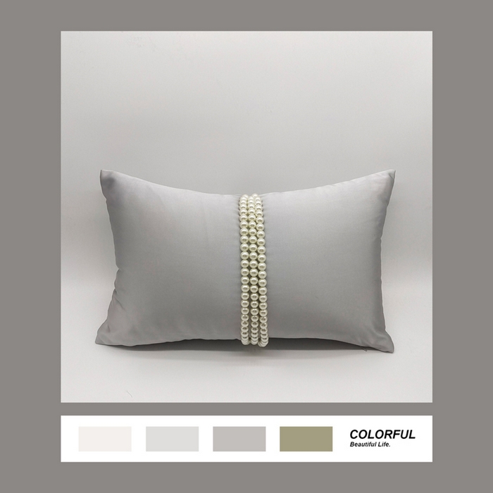 91家纺网 家纺一手货源 找家纺 澜屿 禅丝高精密大珍珠工艺小抱枕头枕芯腰靠枕 银灰