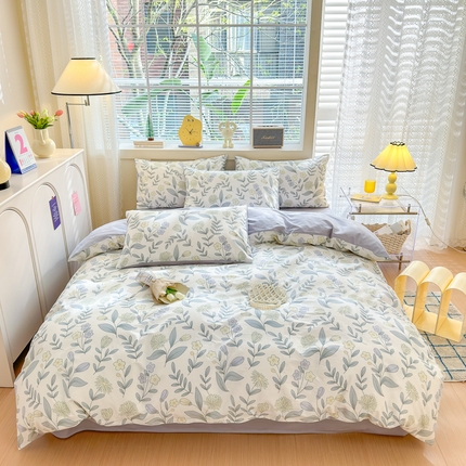 91家纺网 家纺一手货源 找家纺 （总）清雅福 2024新款全棉13372小清新四件套和单品系列第四季