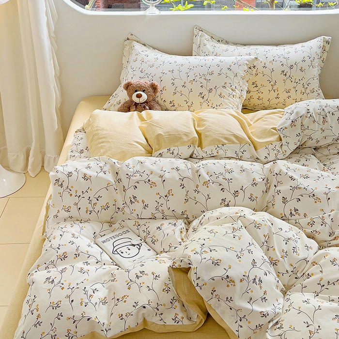 91家纺网 家纺一手货源 找家纺 暖芯优选 204新款直播爆款全棉-ins印花系列四件套纯棉三件套床单床笠 司藤