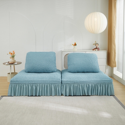 91家纺网 家纺一手货源 找家纺 （总）丝绮鹿 2024新款模块方块沙发套系列-爆米花裙边系列