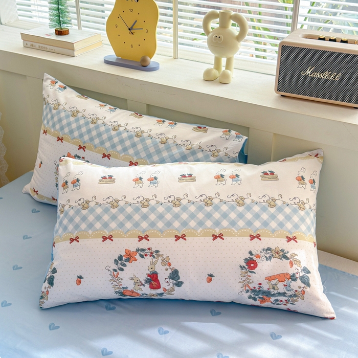 91家纺网 家纺一手货源 找家纺 清雅福 2024新款全棉13372小清新四件套和单品系列第四季 维西兔