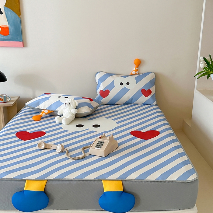 91家纺网 家纺一手货源 找家纺 昔可家纺 2024新款异形床笠款冰丝凉席 大斜眼怪怪