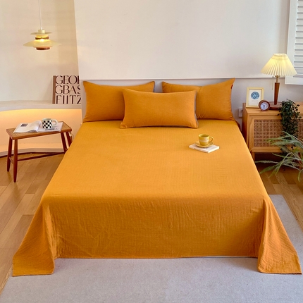 91家纺网 家纺一手货源 找家纺 （总）春皖家纺 2024新款全棉双层纱纯色双拼套件单品系列-床单款