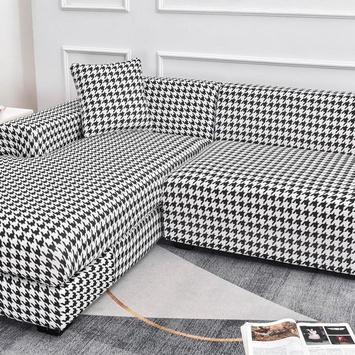 91家纺网 家纺一手货源 找家纺 兴妮雅家纺 2024新款雅芝华士贵妃沙发套黑白千鸟格