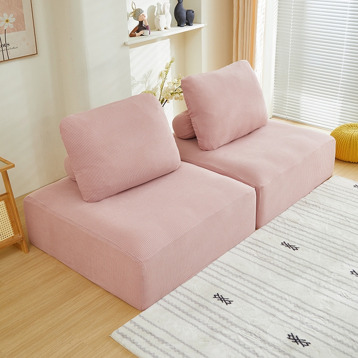 91家纺网 家纺一手货源 找家纺 丝绮鹿 2024新款模块方块沙发套系列-玉米粒系列 暗粉