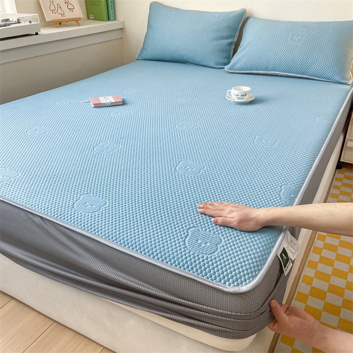 91家纺网 家纺一手货源 找家纺 吉象家纺 2024新款凉豆豆凉感软席凉席 小熊蓝